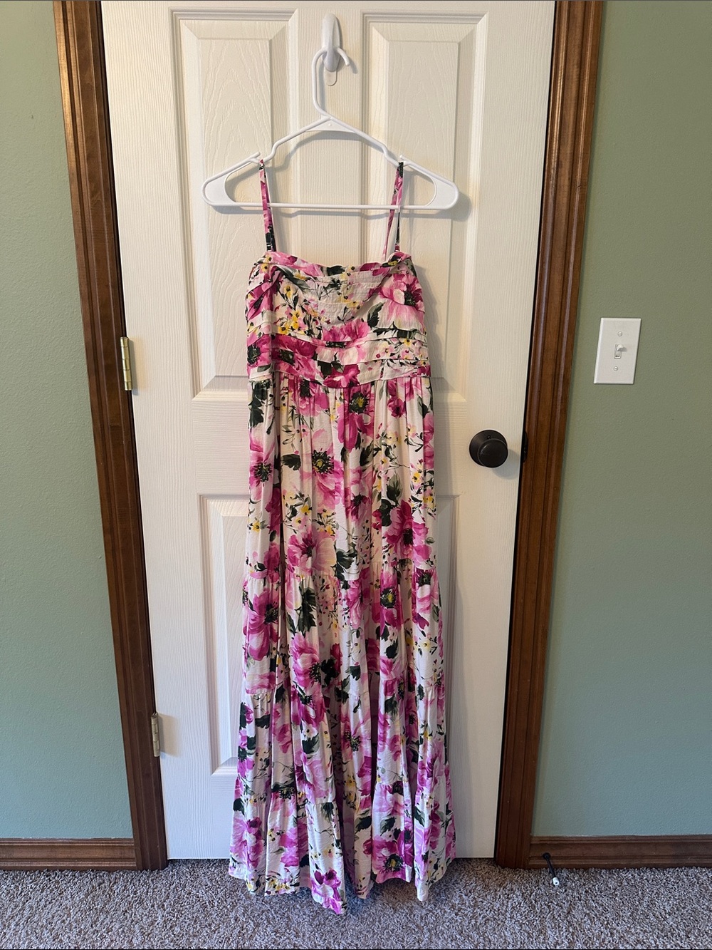 Abercrombie & Fitch Pink Floral Maxi Dress with Spaghetti Straps